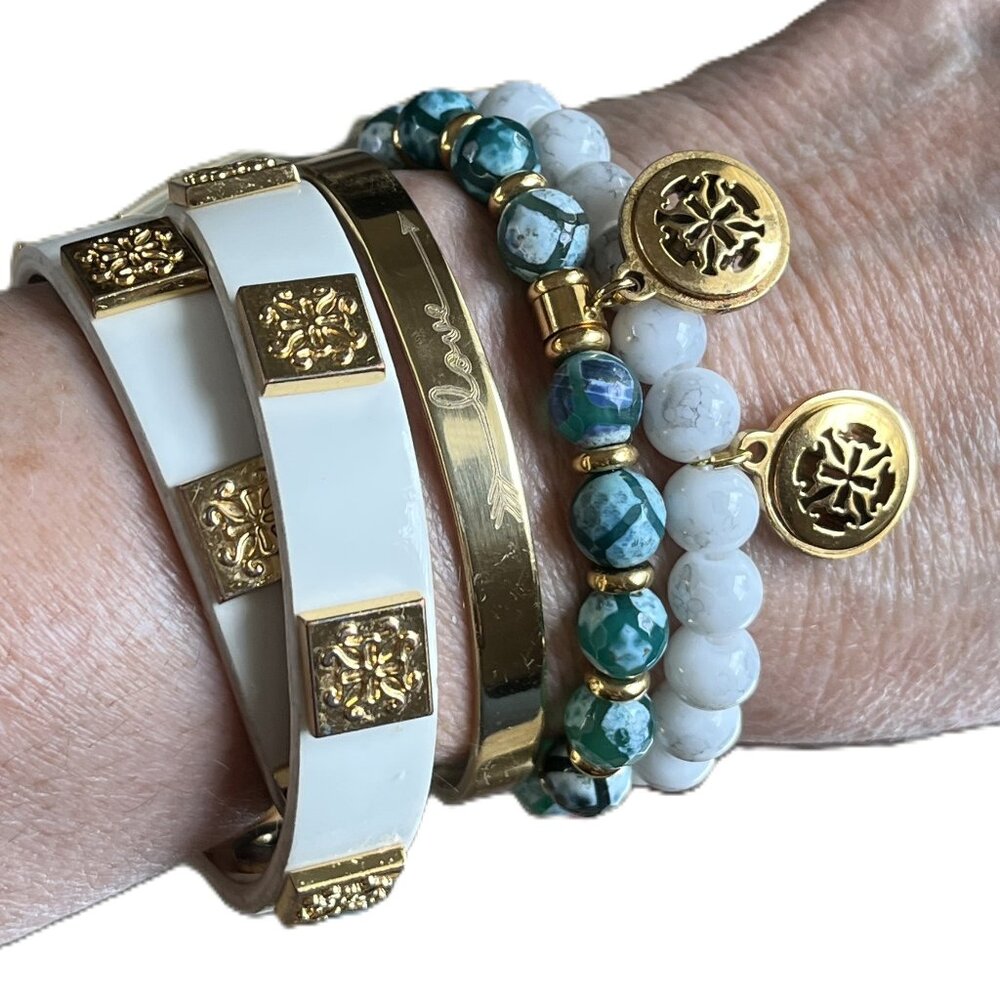 Rustic Cuff Set Four Stackable Bracelets Set - image 1